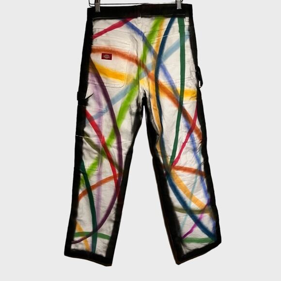 Dickies White Relaxed Fit Painter’s Pants - Painted Design (30x30) NWOT - Picture 4 of 8